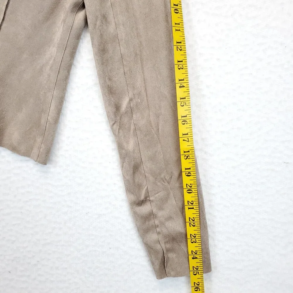 Shein Drape Neck Inside Out Blazer Top Women L Long Sleeves Front Zip Taupe - Picture 7 of 13